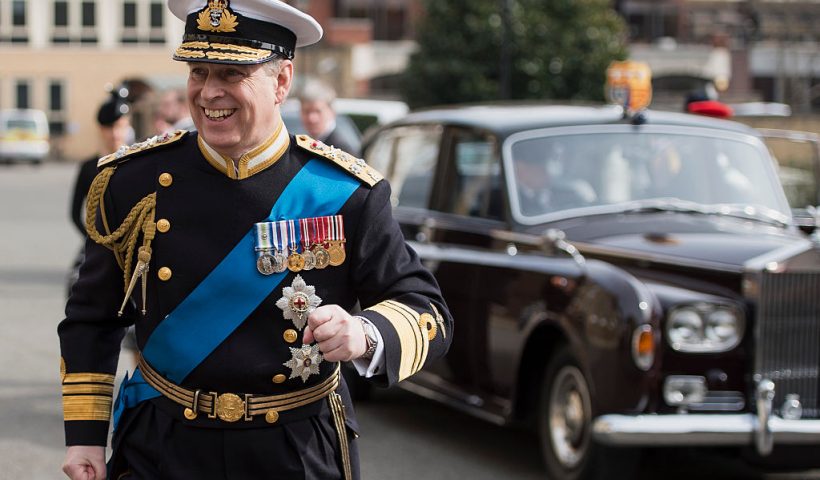 LONDON, ENGLAND - MARCH 13: Prince Andrew, Duke of York arrives for a reception at the Honourable Artillery Company following the Afghanistan service of commemoration at St Paul's Cathedral on March 13, 2015 in London, England. (Photo by Niklas Halle'n - WPA Pool / Getty Images)