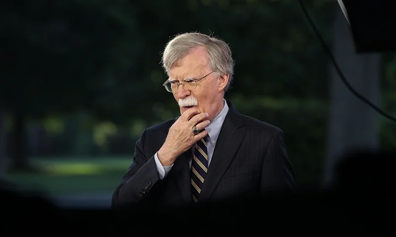 WASHINGTON, DC - MAY 09: National Security Adviser John Bolton speaks on a morning television show from the grounds of the White House, on May 9, 2018 in Washington, DC. Yesterday President Donald Trump announced that America was withdrawing from the Iran nuclear deal. (Photo by Mark Wilson/Getty Images)