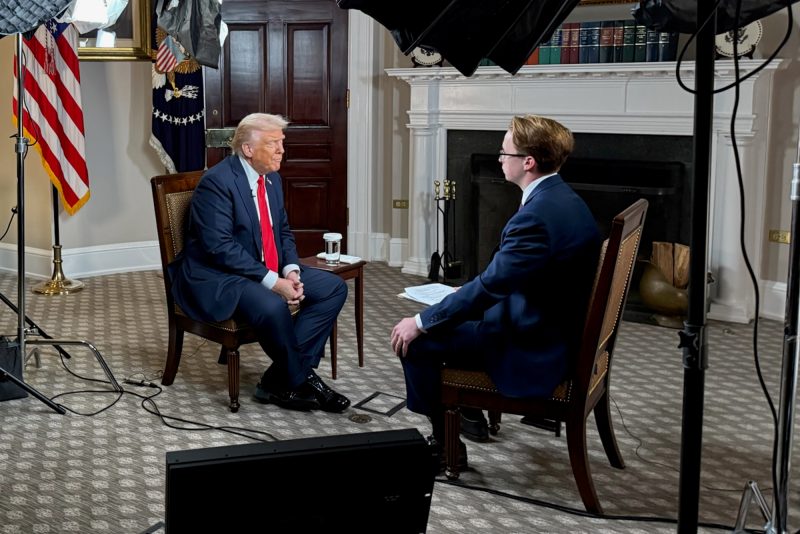 President Trump sits down with OAN's Daniel Baldwin for an exclusive interview from the White House on October 1, 2025. (Photo courtesy: OAN)