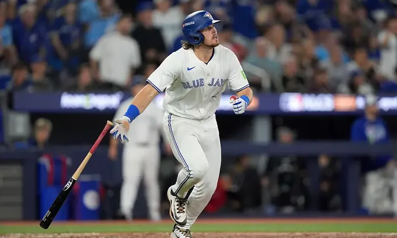 Toronto Blue Jays third baseman Addison Barger (47) runs after hitting a two run home run against the Seattle Mariners in the third inning during game six of the ALCS round for the 2025 MLB playoffs at Rogers Centre. Mandatory Credit: John E. Sokolowski-Imagn Images