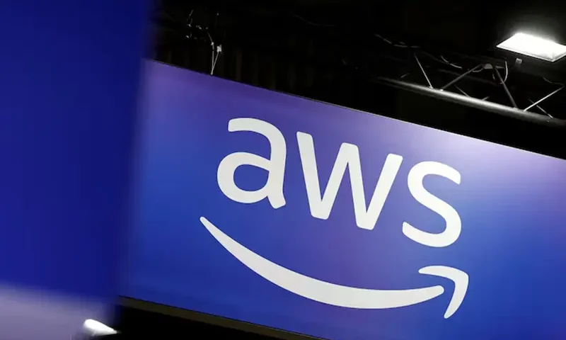 A logo for Amazon Web Services (AWS) is seen at the Viva Technology conference dedicated to innovation and startups at Porte de Versailles exhibition center in Paris, France, June 12, 2025. REUTERS/Benoit Tessier/File Photo