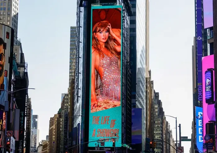 A billboard advertises Taylor Swift’s new album "The Life of a Showgirl" in Times Square in New York City, U.S., October 3, 2025. REUTERS/Kylie Cooper/File Photo