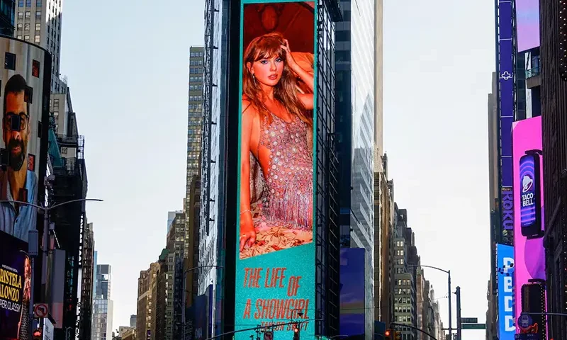 A billboard advertises Taylor Swift’s new album "The Life of a Showgirl" in Times Square in New York City, U.S., October 3, 2025. REUTERS/Kylie Cooper/File Photo