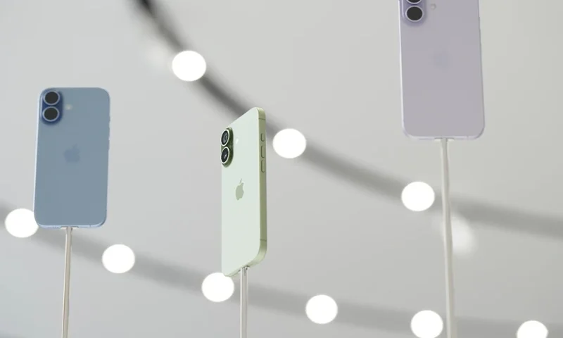 The iPhone 17 is displayed during an announcement of new products at Apple Park on Tuesday, Sept. 9, 2025, in Cupertino, Calif. (AP Photo/Godofredo A. Vásquez)