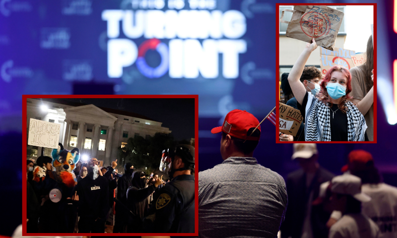 BERKELEY, CALIFORNIA - NOVEMBER 10: Attendees gather before the start of a Turning Point USA event at the University of California, Berkeley (UC Berkeley) on November 10, 2025 in Berkeley, California. (Photo by Justin Sullivan/Getty Images)