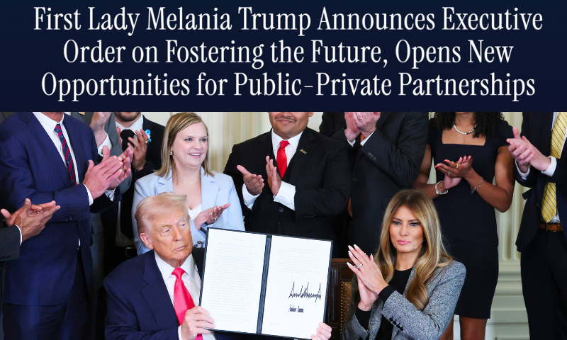 WASHINGTON, DC - NOVEMBER 13: U.S. President Donald Trump, joined by first lady Melania Trump, members of his administration and foster care advocates, signs the "Fostering the Future" executive order in the East Room of the White House on November 13, 2025 in Washington, DC. The executive order, championed by the first lady, works to expand opportunities for education, career development, housing and other resources for youth transitioning from foster care to adulthood. (Photo by Anna Moneymaker/Getty Images)