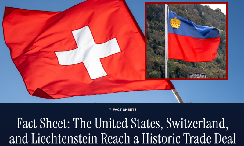 (Background) A flag thrower performs with a Swiss flag in front of the Swiss House of Parliament during an event marking the 125th anniversary of the Swiss Farmers' Union (SBV) in Bern on September 19, 2022. (Photo by Fabrice COFFRINI / AFP) (Photo by FABRICE COFFRINI/AFP via Getty Images) / (R) A picture taken on October 28, 2022 shows the flag of Liechtenstein floating next to Vaduz Castle, the palace and official residence of the Prince of Liechtenstein above Vaduz. (Photo by Fabrice COFFRINI / AFP) (Photo by FABRICE COFFRINI/AFP via Getty Images)