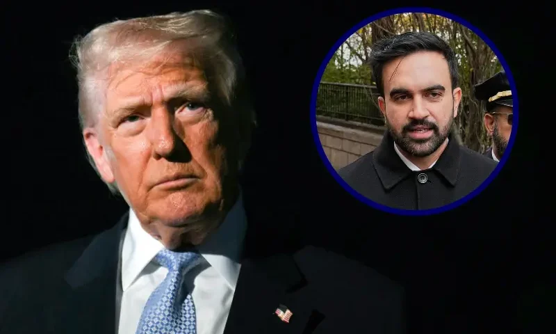 R) New York Mayor-elect Zohran Mamdani (R) and New York City Police Commissioner Jessica Tisch speaks with reporters after their visit to the New York City Police Memorial on November 19, 2025. (Photo by RICHARD DREW/POOL/AFP via Getty Images)