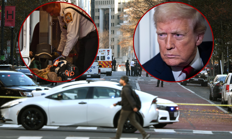 Members of the U.S. Secret Service and other law enforcement agencies respond to a shooting near the White House on November 26, 2025 in Washington, DC. At least two uniformed military personnel, appearing to be National Guardsmen, have been shot blocks from the White House. (Photo by Anna Moneymaker/Getty Images)