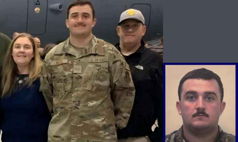 Andrew Wolfe family (Photo via: Facebook - David Harris) / (R) 24-year-old Andrew Wolfe. (Photo via: FBI)