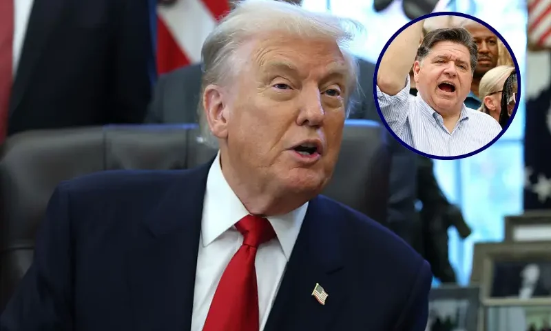 U.S. President Donald Trump delivers remarks during the swearing-in ceremony of U.S. Ambassador to India Sergio Gor in the Oval Office of the White House on November 10, 2025 in Washington, DC. In addition to serving as Ambassador to India, President Trump appointed Gor as Special Envoy to South and Central Asia. Gor previously served as Assistant to the President and Director of Presidential Personnel at the White House. (Photo by Anna Moneymaker/Getty Images) / Illinois Governor JB Pritzker (L) attends a rally during the "No Kings" national day of protest in Chicago on October 18, 2025. From New York to San Francisco, millions of Americans are expected to hit the streets to voice their anger over President Donald Trump's policies at nationwide "No Kings" protests. (Photo by KAMIL KRZACZYNSKI / AFP) (Photo by KAMIL KRZACZYNSKI/AFP via Getty Images)