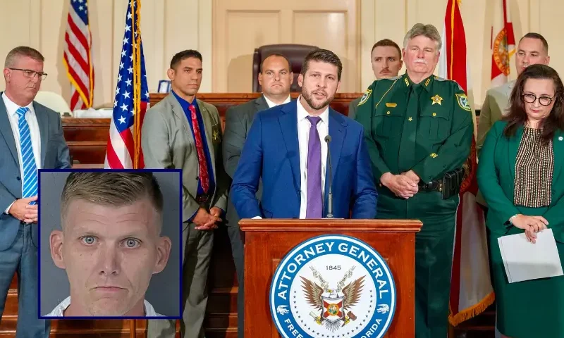 Attorney General James Uthmeier announces grand jury indictment and intent to seek the death penalty in child sexual battery case (Office of the Attorney General) / Nathan Holmberg (Hernando County Jail)