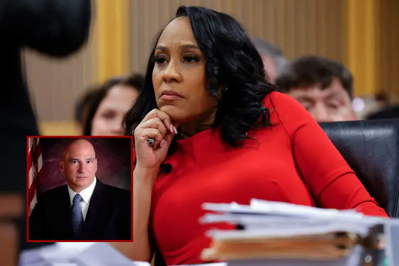 Fulton County District Attorney Fani Willis looks on during a hearing in the case of the State of Georgia v. Donald John Trump at the Fulton County Courthouse on March 1, 2024, in Atlanta, Georgia. The hearing is to determine whether Fulton County District Attorney Fani Willis should be removed from the case because of a relationship with Nathan Wade, special prosecutor she hired in the election interference case against former President Donald Trump. (Photo by Alex Slitz-Pool/Getty Images) / Director Peter J. Skandalakis (Georgia Criminal Justice Coordinating Council)