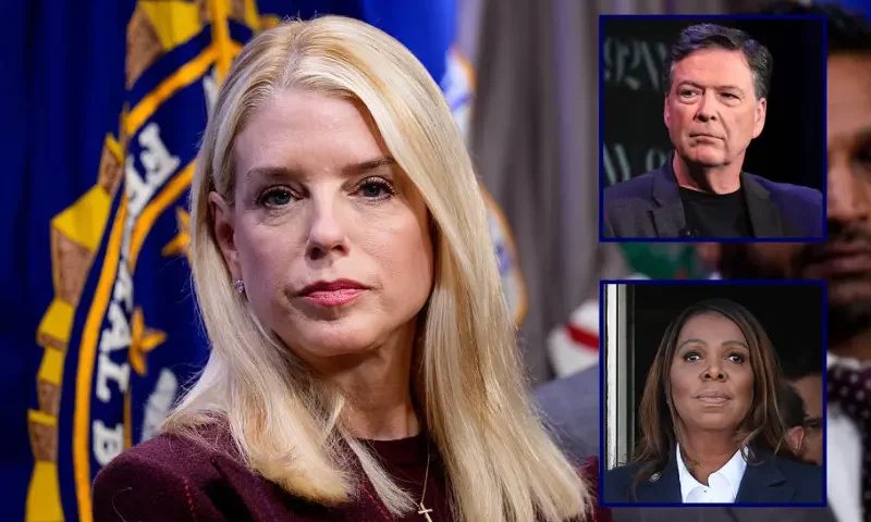 Attorney General Pam Bondi and FBI Director Kash Patel (R) appear during a news conference announcing the indictment of a former Olympic snowboarder Ryan Wedding, charging him with murder and money laundering in connection to a drug trafficking organization at the Justice Department on November 19, 2025 in Washington, DC. The Justice Department announced a fifteen-million-dollar reward for information leading to the arrest of Ryan James Wedding, the leader of a criminal drug organization who smuggled large quantities of cocaine through Colombia and Mexico for distribution in the United States and Canada. (Photo by Andrew Harnik/Getty Images) / Attorney General Pam Bondi and FBI Director Kash Patel (R) appear during a news conference announcing the indictment of a former Olympic snowboarder Ryan Wedding, charging him with murder and money laundering in connection to a drug trafficking organization at the Justice Department on November 19, 2025 in Washington, DC. The Justice Department announced a fifteen-million-dollar reward for information leading to the arrest of Ryan James Wedding, the leader of a criminal drug organization who smuggled large quantities of cocaine through Colombia and Mexico for distribution in the United States and Canada. (Photo by Andrew Harnik/Getty Images) / Nicolle Wallace (L) interviews James Comey onstage during Former FBI Director James Comey In Conversation With MSNBC's Nicolle Wallace at 92NY on May 30, 2023 in New York City. (Photo by Dia Dipasupil/Getty Images)