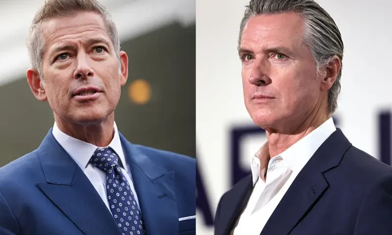 U.S. Transportation Secretary Sean Duffy and U.S. Vice President JD Vance speak to reporters outside the White House on October 30, 2025 in Washington, D.C. Vance spoke following a roundtable discussion with members of the aviation industry and Transportation Secretary Sean Duffy on the impacts of the government shutdown. (Photo by Kevin Dietsch/Getty Images) / California Governor Gavin Newsom looks on before he speaks at Belvedere Middle School before signing legislation aimed at improving kids' nutrition and health across California on October 8, 2025 in Los Angeles, California. The bill bans ultra-processed foods (UPFs) from school meals in the state. (Photo by Mario Tama/Getty Images)