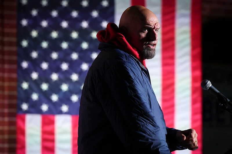COLLEGEVILLE, PENNSYLVANIA - NOVEMBER 03: Lieutenant Governor of Pennsylvania and Democratic U.S. Senate candidate John Fetterman speaks at a campaign event at the headquarters of the International Brotherhood of Electrical Workers Local 88 November 3, 2022 in Collegeville, Pennsylvania. Fetterman faces Republican candidate Dr. Mehmet Oz in the midterm elections on November 8. (Photo by Win McNamee/Getty Images)