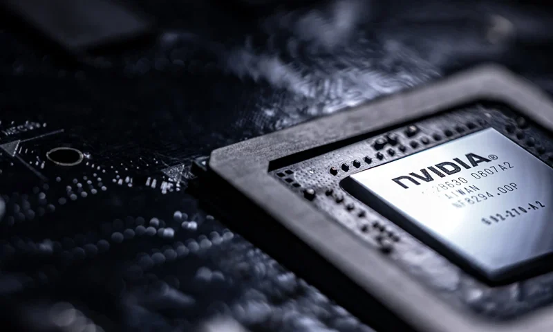 This photograph taken in Paris on February 23, 2024 shows a US multinational Nvidia's graphic processing unit (GPU). Global equities pushed higher on February 23 as investors digested a record-breaking week powered by US technology titan Nvidia's blockbuster results and the artificial intelligence boom. (Photo by JOEL SAGET / AFP) (Photo by JOEL SAGET/AFP via Getty Images)