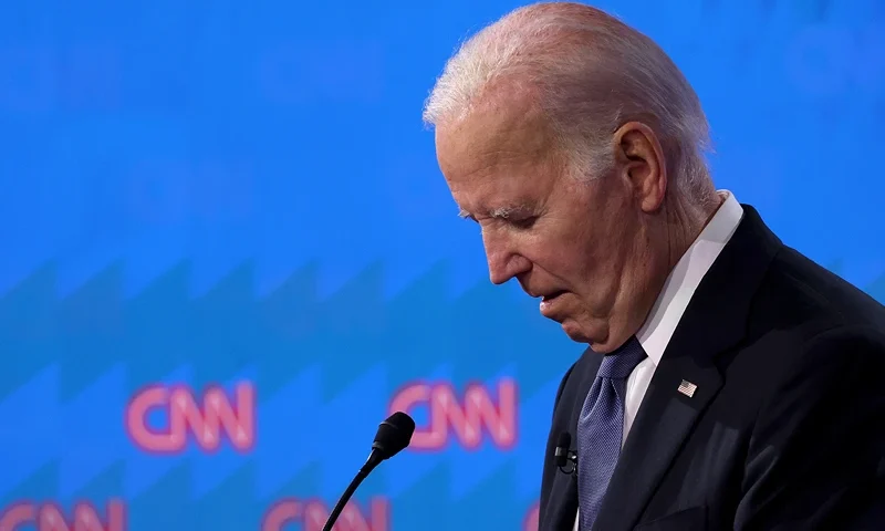 ATLANTA, GEORGIA - JUNE 27: U.S. President Joe Biden participates in the CNN Presidential Debate at the CNN Studios on June 27, 2024 in Atlanta, Georgia. President Biden and Republican presidential candidate, former U.S. President Donald Trump are facing off in the first presidential debate of the 2024 campaign. (Photo by Justin Sullivan/Getty Images)