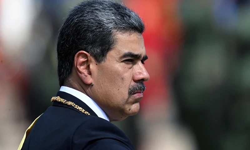 Venezuela's President Nicolas Maduro gestures during a ceremony at Fort Tiuna military base within the presidential inauguration in Caracas on January 10, 2025. Maduro, in power since 2013, took the oath of office for a third term despite a global outcry that brought thousands out in protest on the ceremony's eve. (Photo by Juan BARRETO / AFP) (Photo by JUAN BARRETO/AFP via Getty Images)