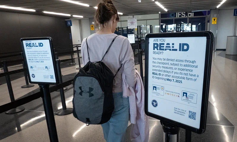 CHICAGO, ILLINOIS - MAY 07: A passenger enters a security checkpoint where travelers who are not compliant with Real ID changes for air travel are directed at O'Hare International Airport on May 07, 2025 in Chicago, Illinois. As of today, air travelers must have a Real ID or equivalent form of identification to verify their identity before passing through airport security to avoid delays or the risk of being unable to fly. (Photo by Scott Olson/Getty Images)