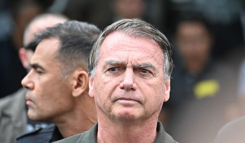 BRASILIA, BRAZIL - SEPTEMBER 14: Former Brazilian President Jair Bolsonaro leaves DF Star Hospital after undergoing a medical procedure on September 14, 2025, in Brasília, Brazil. Bolsonaro ruled the country from 2019 to 2022 and was sentenced to 27 years in prison for a coup plot after his defeat to Lula da Silva in the 2022 presidential election. The right-wing former president also faces four additional charges related to attacks on democratic order. (Photo by Ton Molina/Getty Images)