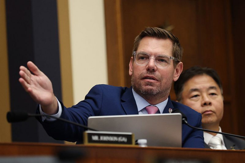 WASHINGTON, DC - SEPTEMBER 17: U.S. Rep. Eric Swalwell (D-CA) speaks during a House Judiciary Committee hearing with Federal Bureau of Investigation Director Kash Patel in the Rayburn House Office Building on September 17, 2025 in Washington, DC. Patel is facing questions from lawmakers for the second straight day following a contentious hearing before the Senate Judiciary Committee where he was criticized for his handling of investigations into the assassination of political activist Charlie Kirk and the case related to convicted sex offender Jeffrey Epstein. (Photo by Win McNamee/Getty Images)