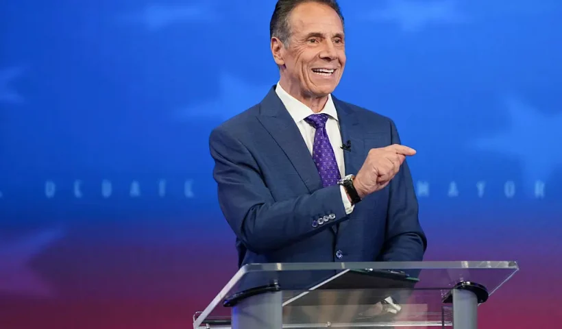 NEW YORK, NY - OCTOBER 16: Independent mayoral nominee, former New York Gov. Andrew Cuomo speaks during a mayoral debate at Rockefeller Center on October 16, 2025 in New York City. The candidates for New York City mayor are facing off in their first debate ahead of the November 4 election. (Photo by Angelina Katsanis-Pool/Getty Images)