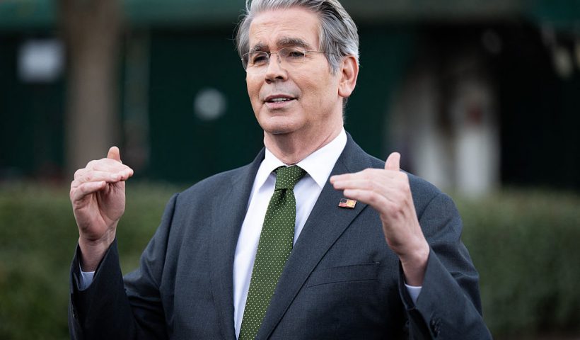 US Treasury Secretary Scott Bessent speaks with the media outside of the West Wing of the White House in Washington, DC, November 5, 2025. (Photo by SAUL LOEB / AFP) (Photo by SAUL LOEB/AFP via Getty Images)