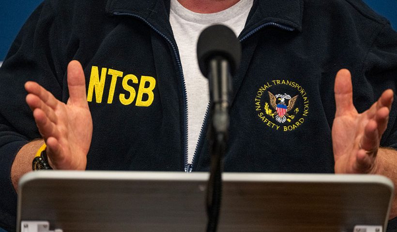 LOUISVILLE, KENTUCKY - NOVEMBER 5: J. Todd Inman, 48th member of the NTSB Board, and Chihoon Shin, NTSB lead crash investigator, speak during a press conference at Louisville Muhammad Ali International Airport on November 05, 2025 in Louisville, Kentucky. Nine people were killed and a shelter-in-place order was instituted after a fully fueled UPS cargo plane crashed shortly after takeoff near the airport. (Photo by Michael Swensen/Getty Images)