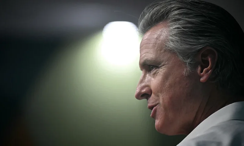 The Governor of California Gavin Newsom delivers a speech at Germany's pavilion during the COP30 UN Climate Change Conference, in Belem, Para State, Brazil, on November 11, 2025. President Donald Trump's administration may have steered clear of this year's UN climate summit in the Brazilian Amazon, but the conference's second day is nonetheless set to be dominated by the governors of California and New Mexico. (Photo by Mauro PIMENTEL / AFP) (Photo by MAURO PIMENTEL/AFP via Getty Images)