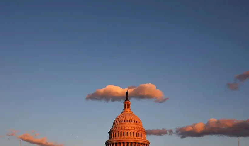 WASHINGTON, DC - NOVEMBER 12: The U.S. Capitol, pictured during sunset on November 12, 2025 on Capitol Hill in Washington, DC. The House of Representatives is expected to vote on Senate-passed legislation that funds the government through the end of January, reopening the government and ending the 43-day shutdown, the longest in American history. (Photo by Tom Brenner/Getty Images)