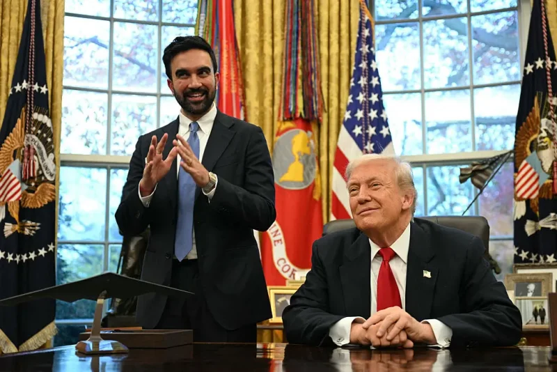 US President Donald Trump (R) meets with New York Mayor-elect Zohran Mamdani in the Oval Office of the White House in Washington, DC, on November 21, 2025. (Photo by Jim WATSON / AFP via Getty Images)