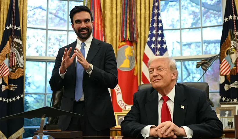 US President Donald Trump (R) meets with New York Mayor-elect Zohran Mamdani in the Oval Office of the White House in Washington, DC, on November 21, 2025. (Photo by Jim WATSON / AFP via Getty Images)