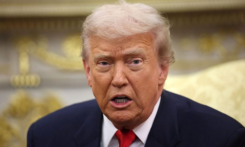 WASHINGTON, DC - NOVEMBER 18: U.S. President Donald Trump speaks during a bilateral meeting with Crown Prince and Prime Minister Mohammed bin Salman of Saudi Arabia in the Oval Office of the White House on November 18, 2025 in Washington, DC. Trump is hosting the crown prince for meetings aimed at strengthening economic and defense ties, including the U.S. sale of F-35 fighter jets to Saudi Arabia. (Photo by Win McNamee/Getty Images)