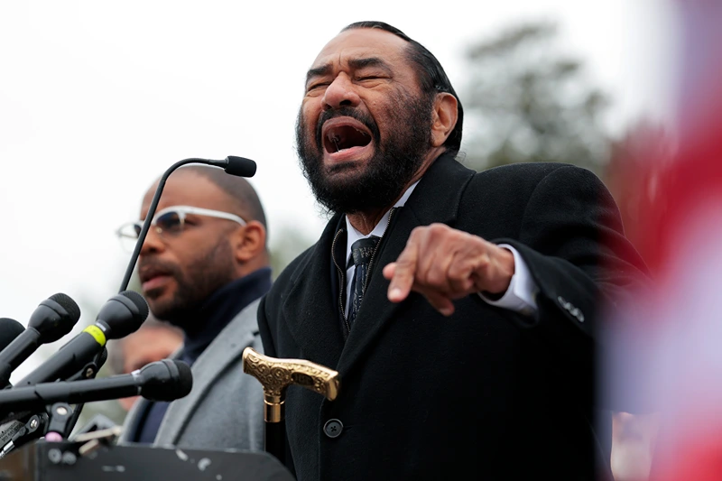 WASHINGTON, DC - NOVEMBER 20: Rep. Al Green (D-TX) speaks at a presser after joining "Remove the Regime" protesters as they march from Union Station to the Capitol on November 20, 2025 in Washington, DC. The protesters are demonstrating against President Donald Trump and calling for his impeachment. (Photo by Heather Diehl/Getty Images)