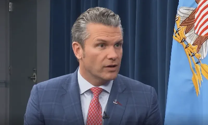 Secretary of War Pete Hegseth during a sit-down interview by Pentagon Correspondent, Alexandra Ingersoll. Photo: perception.tv