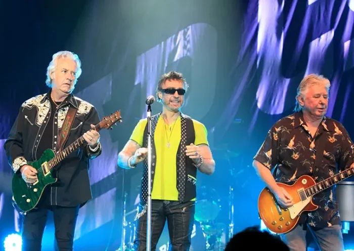 Howard Leese, from left, Paul Rodgers, and Mick Ralphs, of the classic rock band Bad Company, perform in Bethlehem, Pa., on July 29, 2013. (Photo by Owen Sweeney/Invision/AP, File)