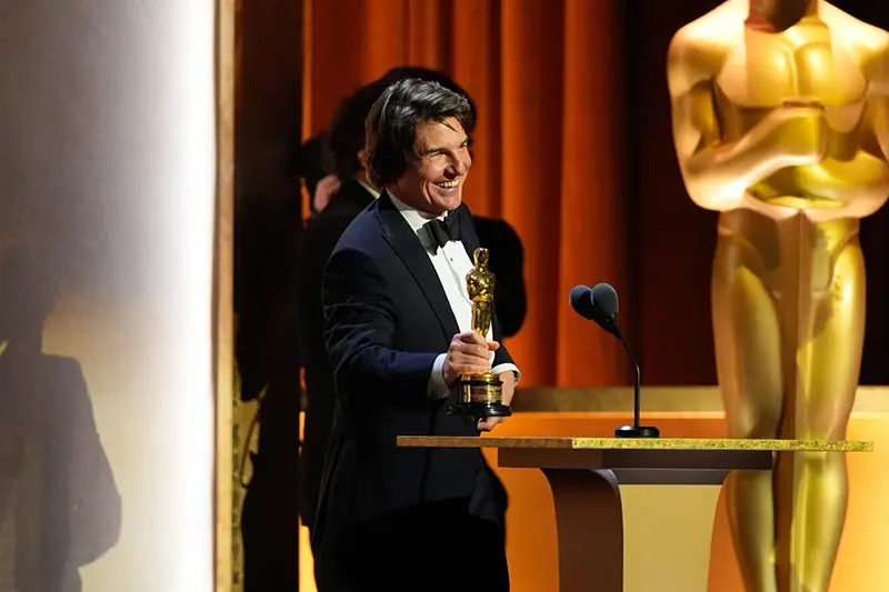 Tom Cruise receives an Academy honorary award during the 16th Governors Awards on Sunday, Nov. 16, 2025, at The Ray Dolby Ballroom in Los Angeles. (AP Photo/Chris Pizzello)