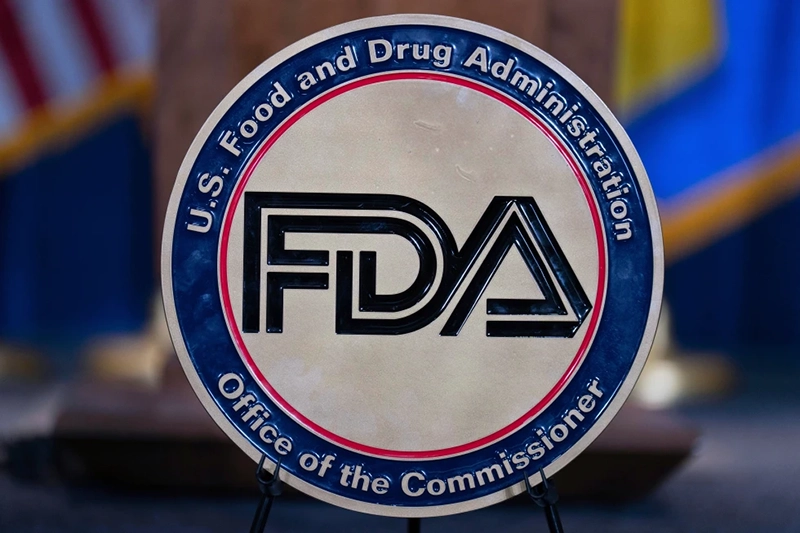 The Food and Drug Administration seal is seen at the Hubert Humphrey Building Auditorium in Washington, April 22, 2025. (AP Photo/Jose Luis Magana, File)