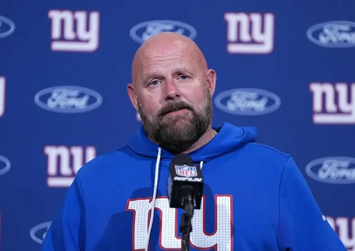 New York Giants head coach Brian Daboll reacts after an NFL football game against the Philadelphia Eagles on Sunday, Oct. 26, 2025, in Philadelphia.