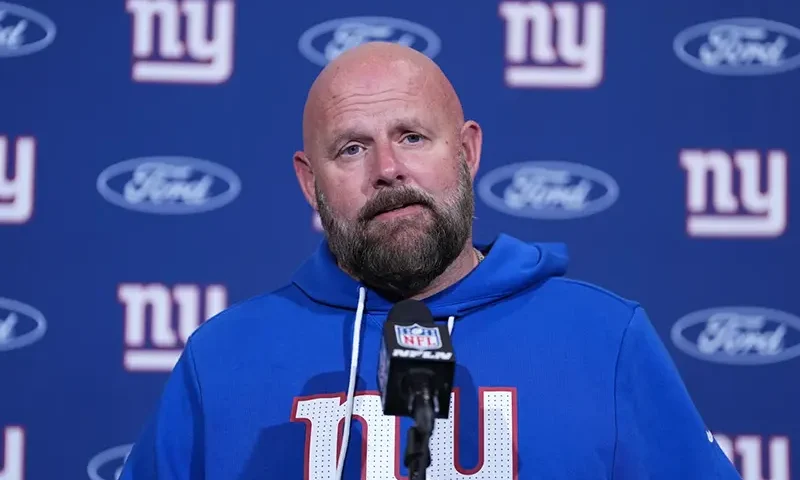 New York Giants head coach Brian Daboll reacts after an NFL football game against the Philadelphia Eagles on Sunday, Oct. 26, 2025, in Philadelphia.