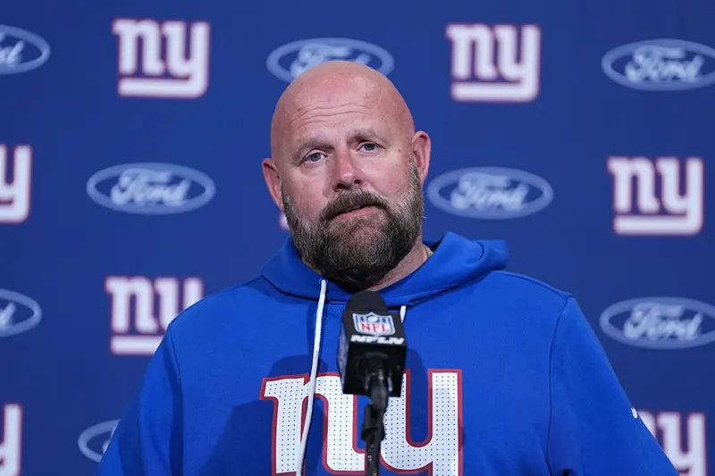 New York Giants head coach Brian Daboll reacts after an NFL football game against the Philadelphia Eagles on Sunday, Oct. 26, 2025, in Philadelphia.