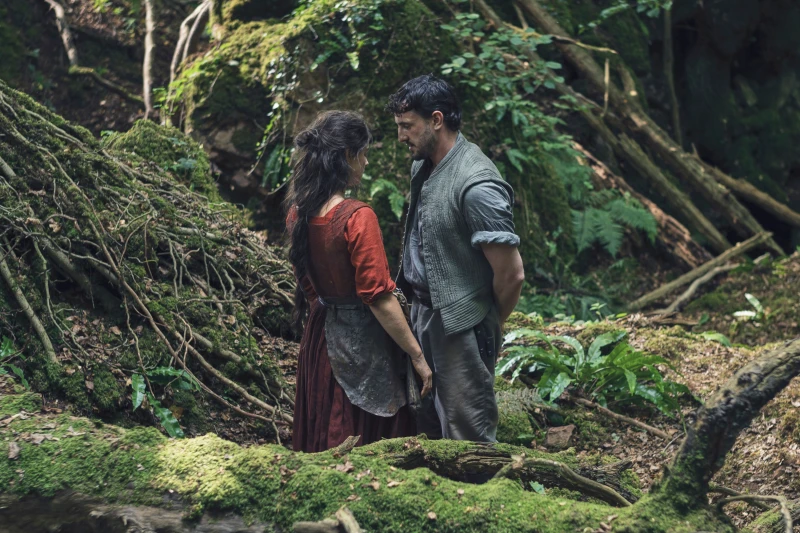 Jessie Buckley and Paul Mescal in a scene from “Hamnet.” (Agata Grzybowska/Focus Features via AP)