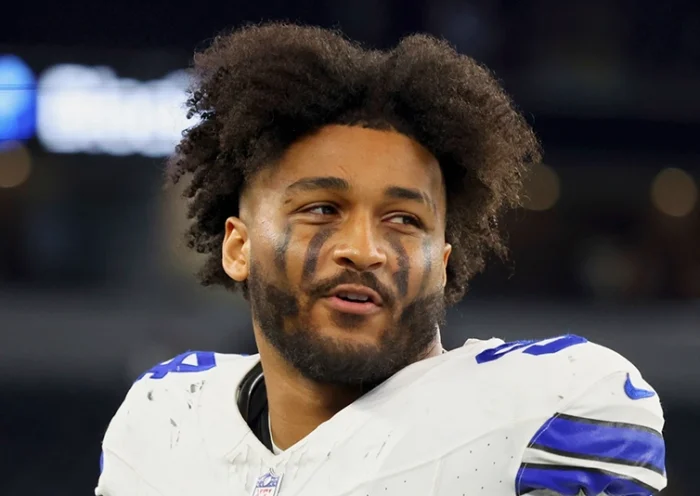 Dallas Cowboys defensive end Marshawn Kneeland (94) walks off the field after a preseason NFL football game against the Baltimore Ravens, Saturday, Aug. 16, 2025, in Arlington, Texas. (AP Photo/Richard W. Rodriguez, File)
