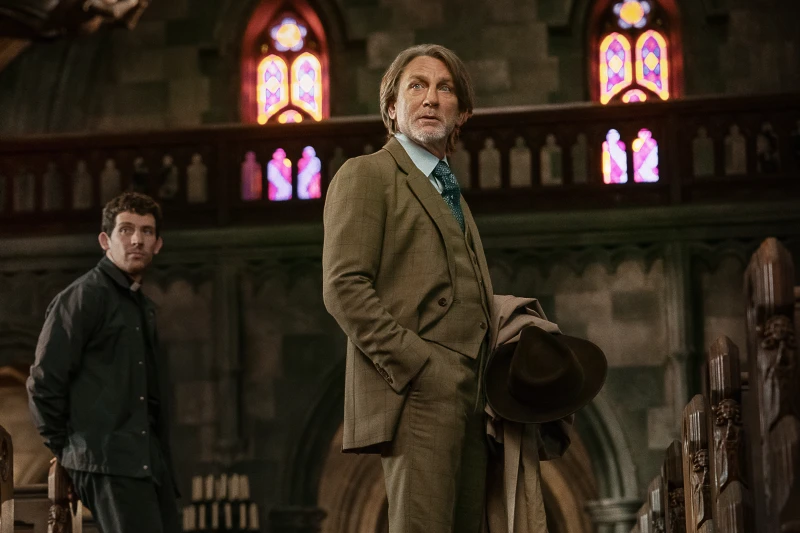 Josh O’Connor and Daniel Craig in “Wake Up Dead Man: A Knives Out Mystery.” (John Wilson/Netflix via AP)