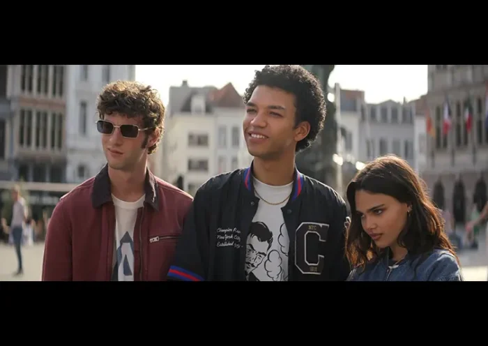 This image released by Lionsgate shows Dominic Sessa, from left, Justice Smith as Charlie, and Ariana Greenblatt in a scene from “Now You See Me: Now You Don’t.” (Katalin Vermes/Lionsgate via AP)