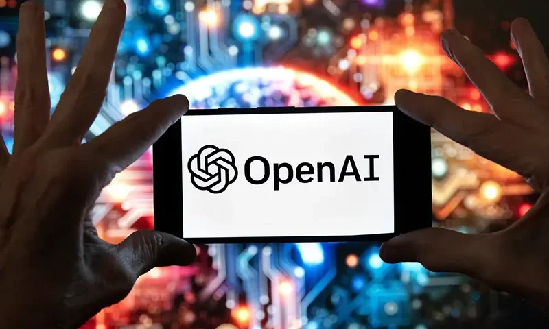 The OpenAI logo is seen displayed on a cell phone in front of an image on a computer screen generated by ChatGPT’s Dall-E text-to-image model, Friday, Dec. 8, 2023, in Boston. (AP Photo/Michael Dwyer, file)