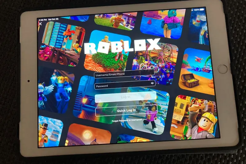 The gaming platform Roblox is displayed on a tablet, Oct. 30, 2021, in New York. (AP Photo/Leon Keith, File)