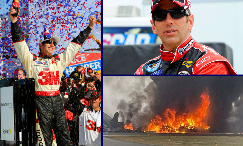(L) KANSAS CITY, KS - OCTOBER 03: Greg Biffle, driver of the #16 3M Ford, celebrates in victory lane after winning the NASCAR Sprint Cup Series Price Chopper 400 on October 3, 2010 in Kansas City, Kansas. (Photo by John Harrelson/Getty Images for NASCAR) / (R-Top) FORT WORTH, TX - APRIL 16: Greg Biffle, driver of the #27 Redman Moist Snuff Ford, sits on the grid during qualifying for the NASCAR Nationwide Series O'Reilly Auto Parts 300 at Texas Motor Speedway on April 16, 2010 in Fort Worth, Texas. (Photo by John Harrelson/Getty Images for NASCAR) / (R-Bottom) Photo screenshot taken via video obtained by UK Press.
