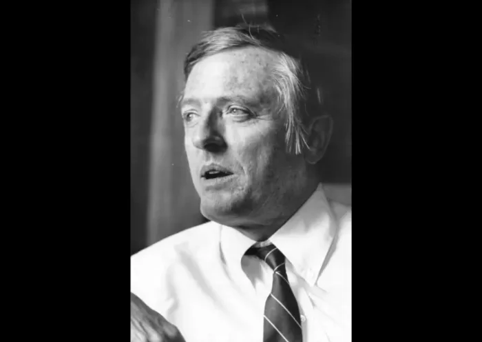 William F Buckley Jnr, American author of contemporary political and spy novels. Initially a journalist, he founded the conservative journal 'National Review' in 1955 to air his political views. In 1973 he was delegate to the UN General Assembly. (Photo by Evening Standard/Getty Images)